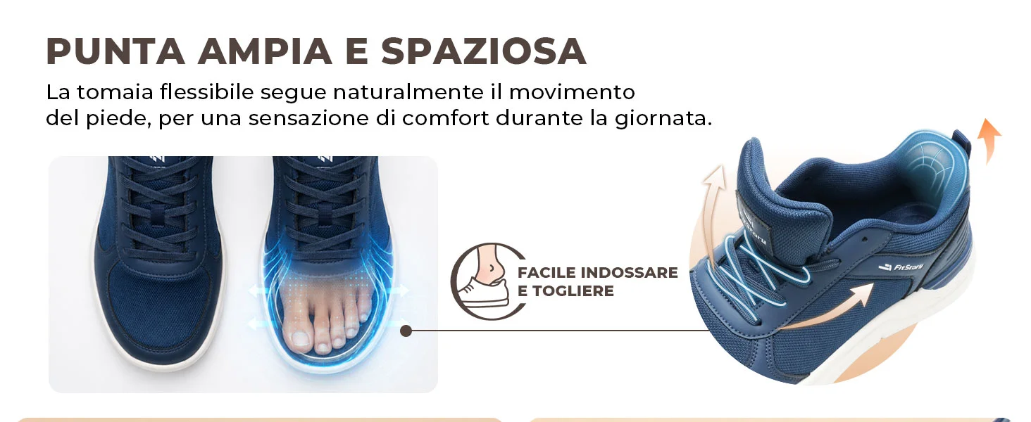 Lacci Comfort: forma della punta e chiusura